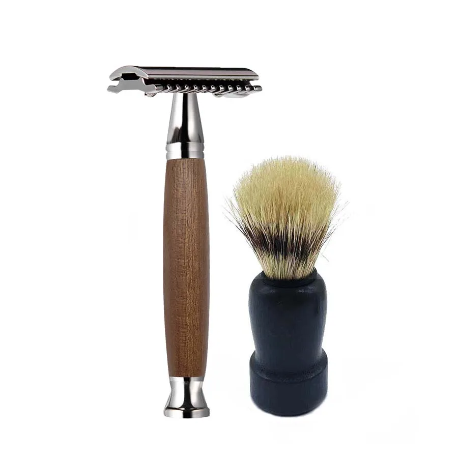 Мужская Безопасная бритва с двойным лезвием бамбуковой ручкой (экологически чистая) для бритья