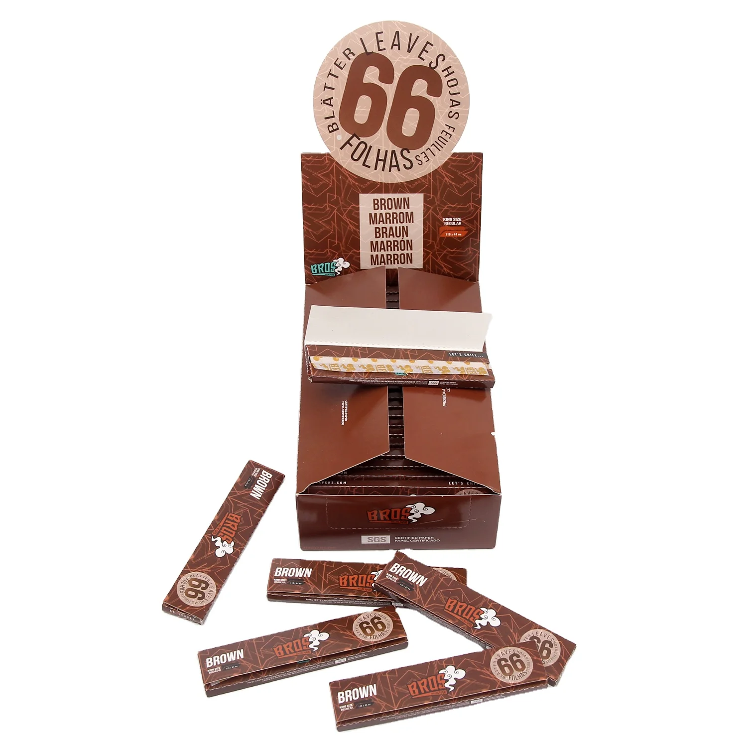 
Smoking Rolling Paper Bros 66 leaves roll paper custom design natural gum king size rice paper 
