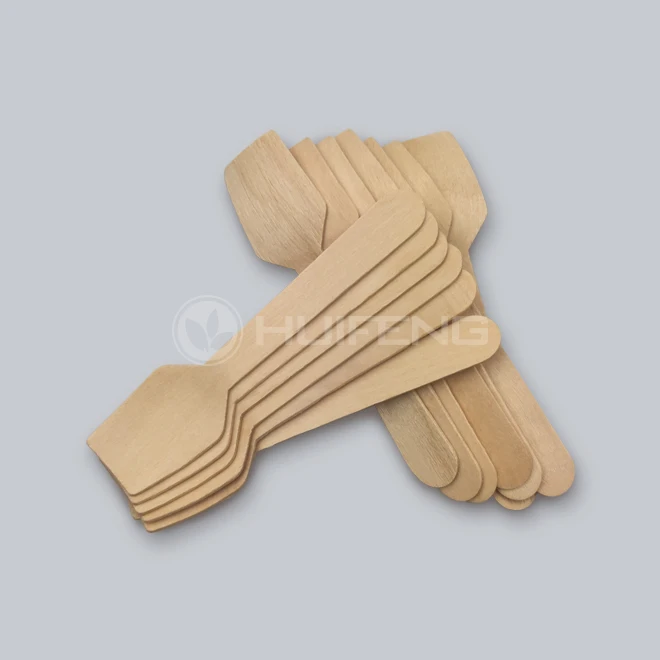 Disposable birch wood ice cream spoon