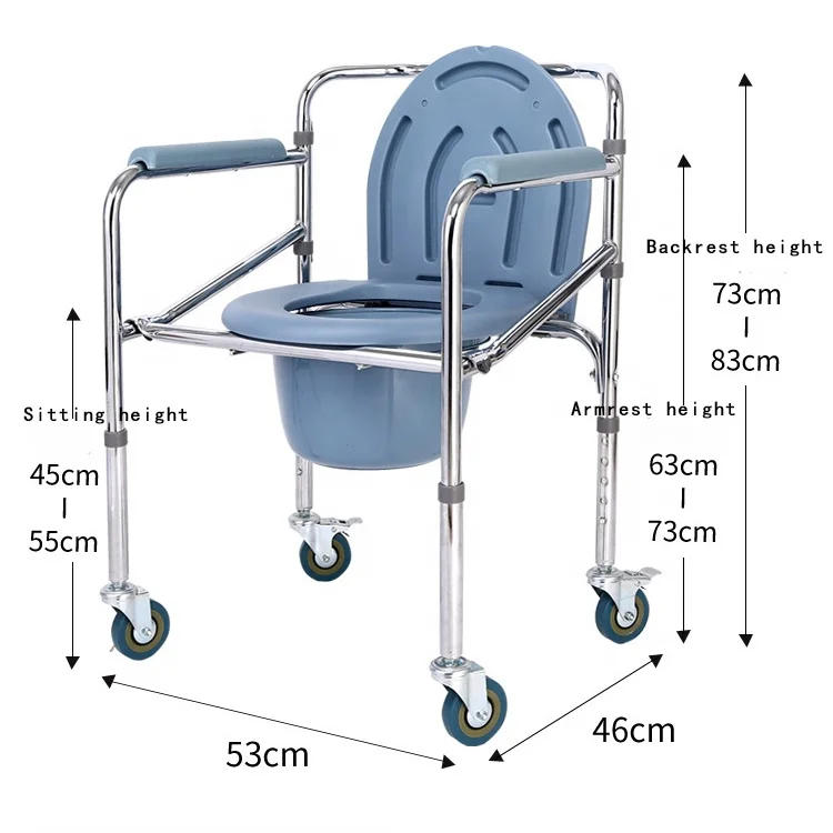 Ali Hot sale comfortable commode chair foldable portable toilet chair with wheels customized