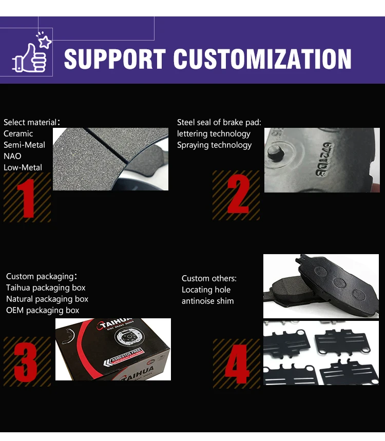 TAIHUA BRAND Brake Pads D497 sp1047 Best Top Quality Genuine Brake Pads China For Hyundai 04465-48080