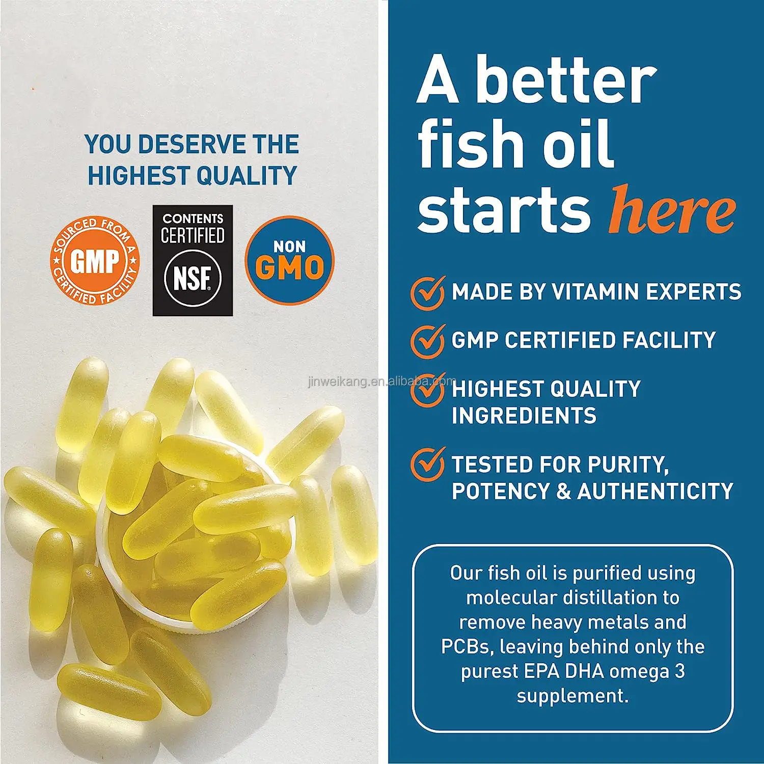 Wholesale price best quality Omega-3 Fish Oil Triple Strength Supports Brain And Heart Health Supplement fish oil omega3 capsule