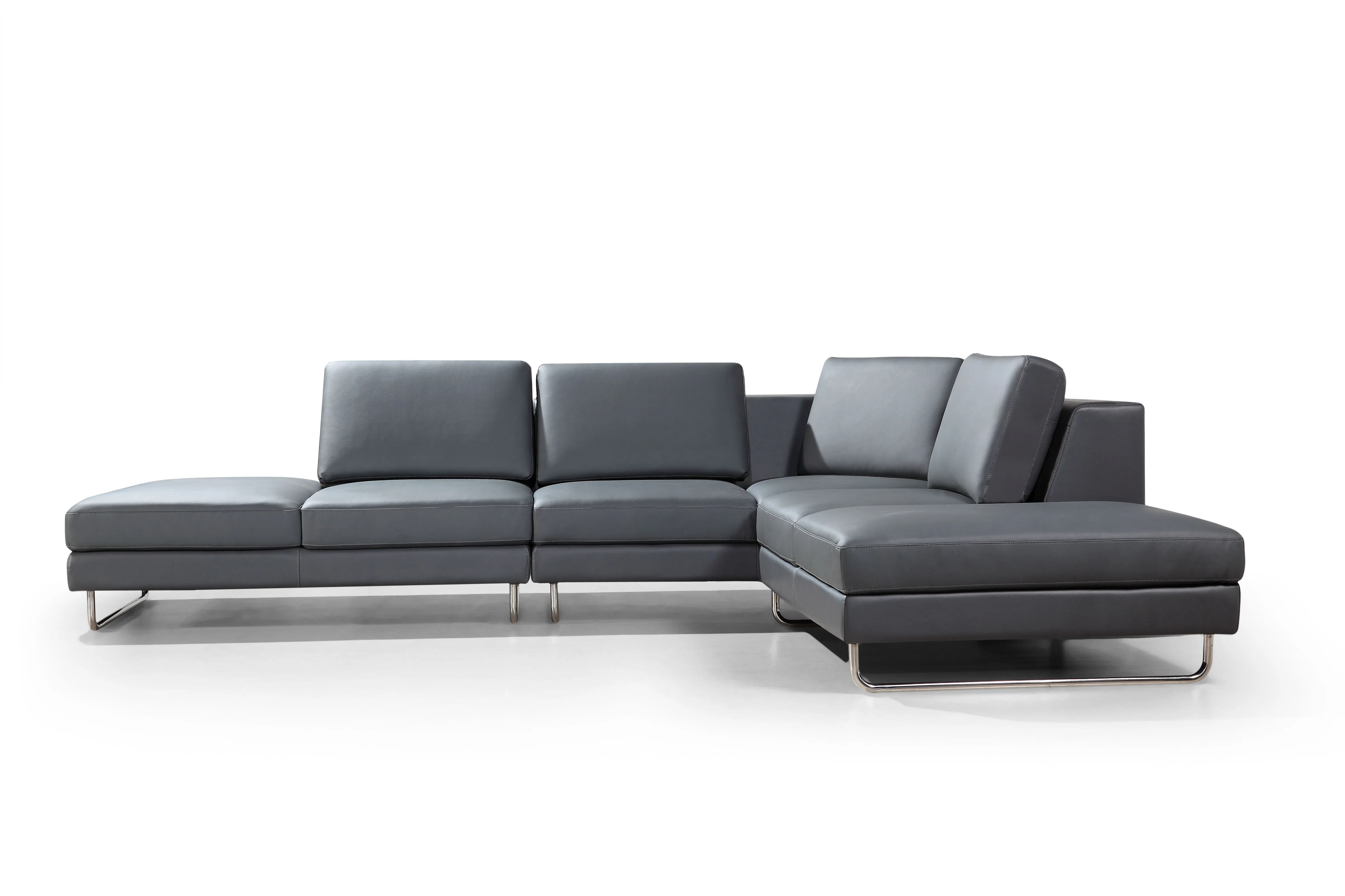 Living Room Italian Modern Sofas Black Leather Corner Couch Sofa Set L Shaped Sectional Sofa