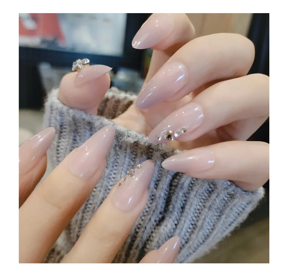 Изготовленный на заказ коробка Bling из АБС-пластика с длинными Накладные ногти для ног, нажмите на ногти со стразами комплект