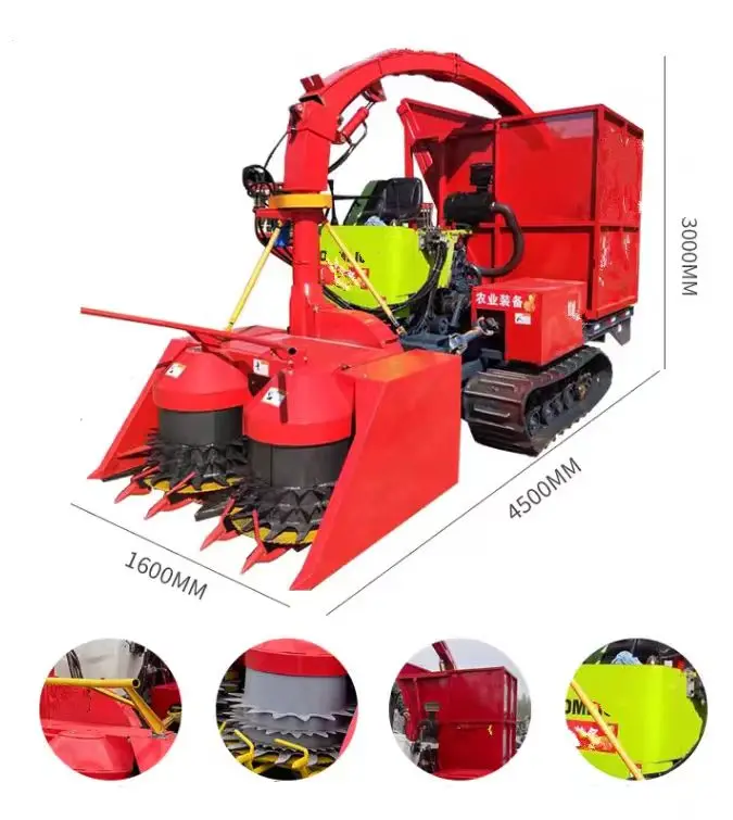 Single row silage forage harvester / Crawler type  straw feed harvester / Cotton stalk shredder cutting machine