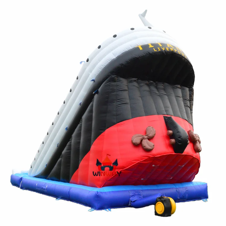 21ft tall commercial giant inflatable slides Titanic Dual lane water slides