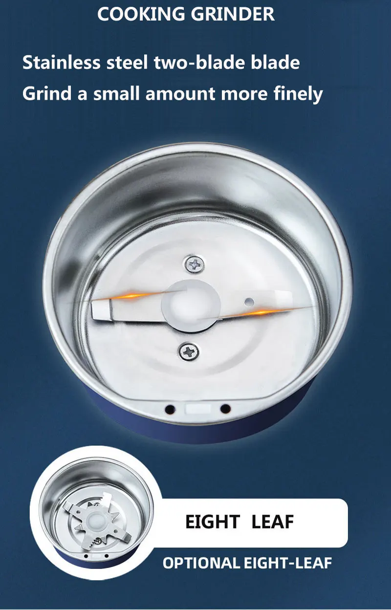 One-touch Push-Button Stainless Steel Spice Grinder for Herb Peanut Grains Beans Coffee Grinder Electric