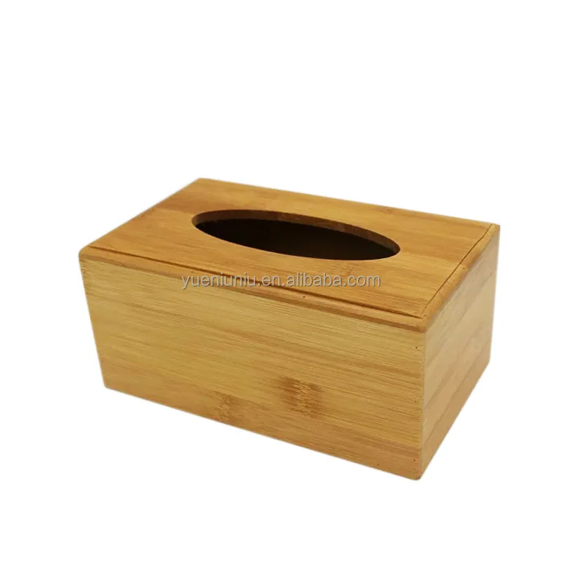 Wholesale square Bamboo Wooden Tissue Box Eco Friendly Durable Wood Tabletop Holder Boxes for Paper and Tissues Minimalist