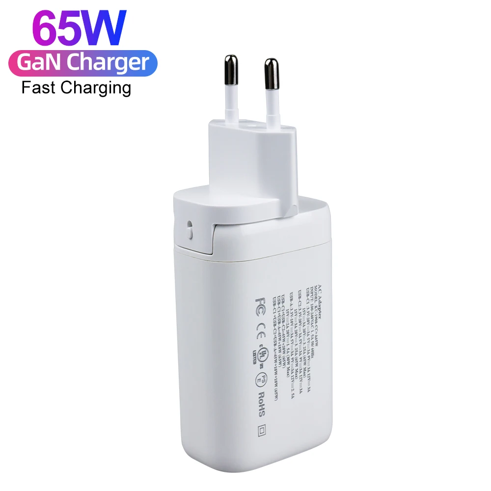 65W Gan Charger USB C Super Charger EU US UK AU Plug Multi Type C PD 65W Quick Charger power adapter for iphone for macbook pro