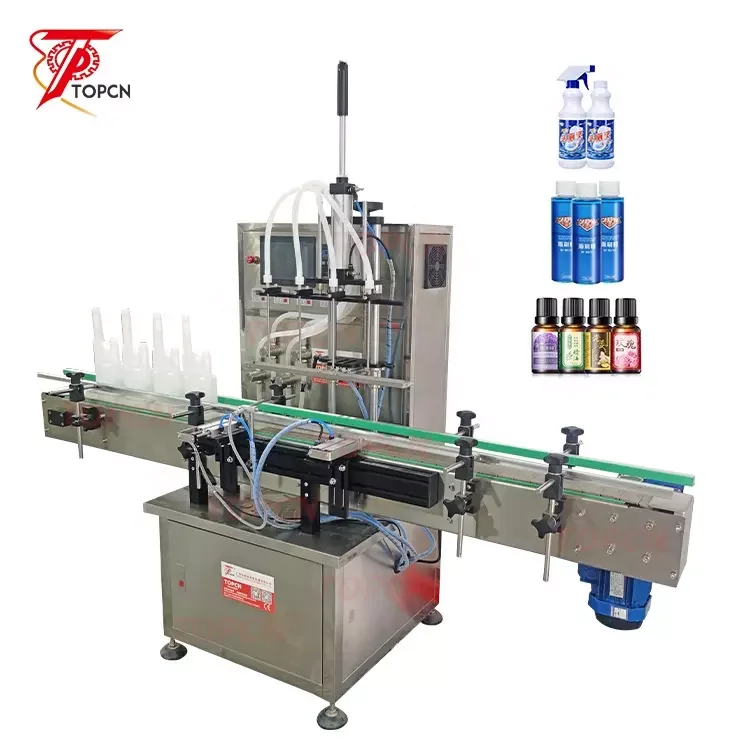 TOPCN Magnetic Pump Glass Bottle Water Automatic Fluid Perfume Essential Oil Liquid Soap Filling Machines With Conveyor