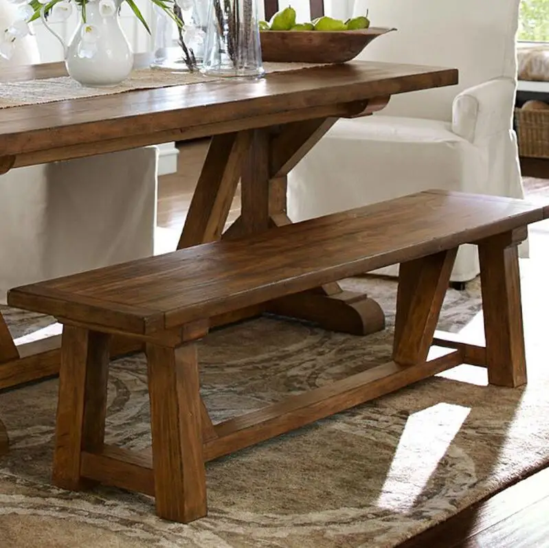 
Farmhouse solid wood dining table and bench 