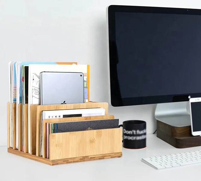 Настольный органайзер для офиса, бамбуковый органайзер для хранения документов и писем
