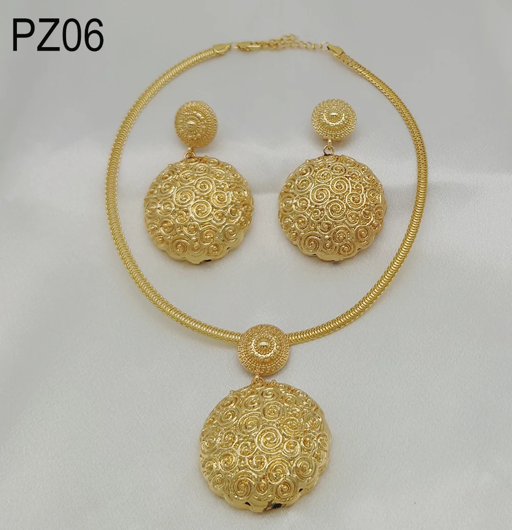 New Design fashion Jewelry Sets for Women  Gold Plated earrings with perdant Dubai Jewelry African Bridal