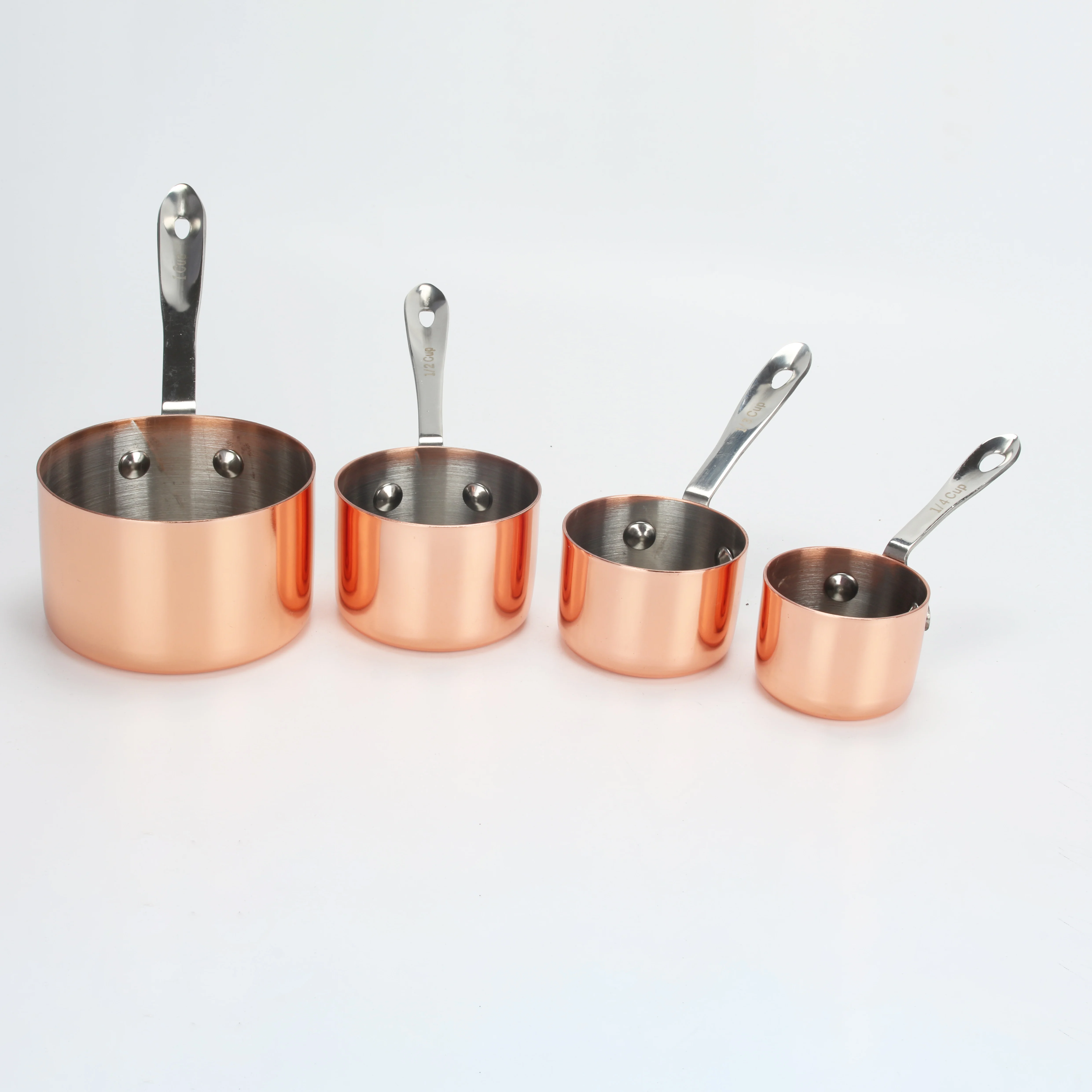Newest Heavy Duty PVD Copper Measuring cup set of 4 Salad Saucer Snack bowl Dessert cup