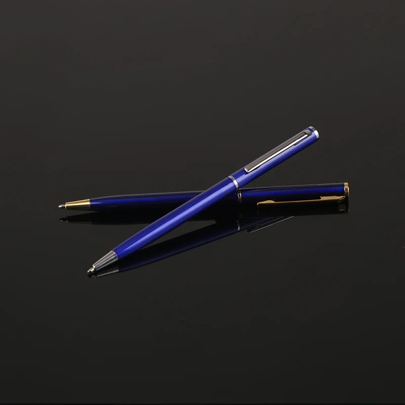 Top Sell Factory Price Ballpoint Pen Blue Beautiful Short Slim Pen Free Sample Cute Small Metal Twist Ball Pen
