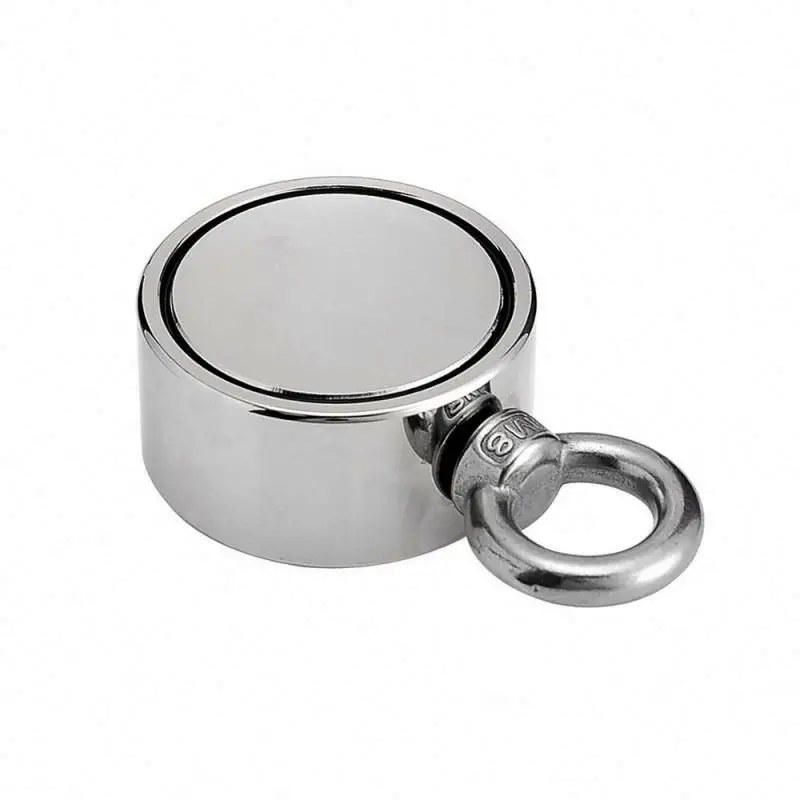 
Double Side Round Neodyum Fishing Magnet Combined 660 LBS Pulling Force Ultra Strong Neodyum Magnet with Eyebolt 
