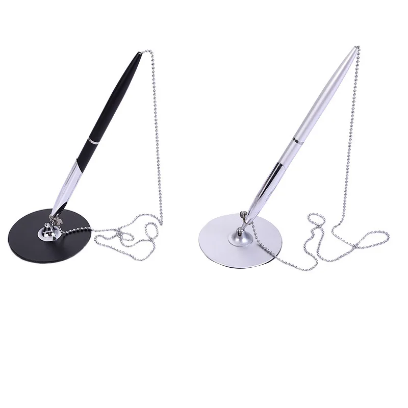 Customized Logo Printing Luxury Self Adhesive Sticky Manager Boss Table Desk Bank Counter Pen With Beads Chain