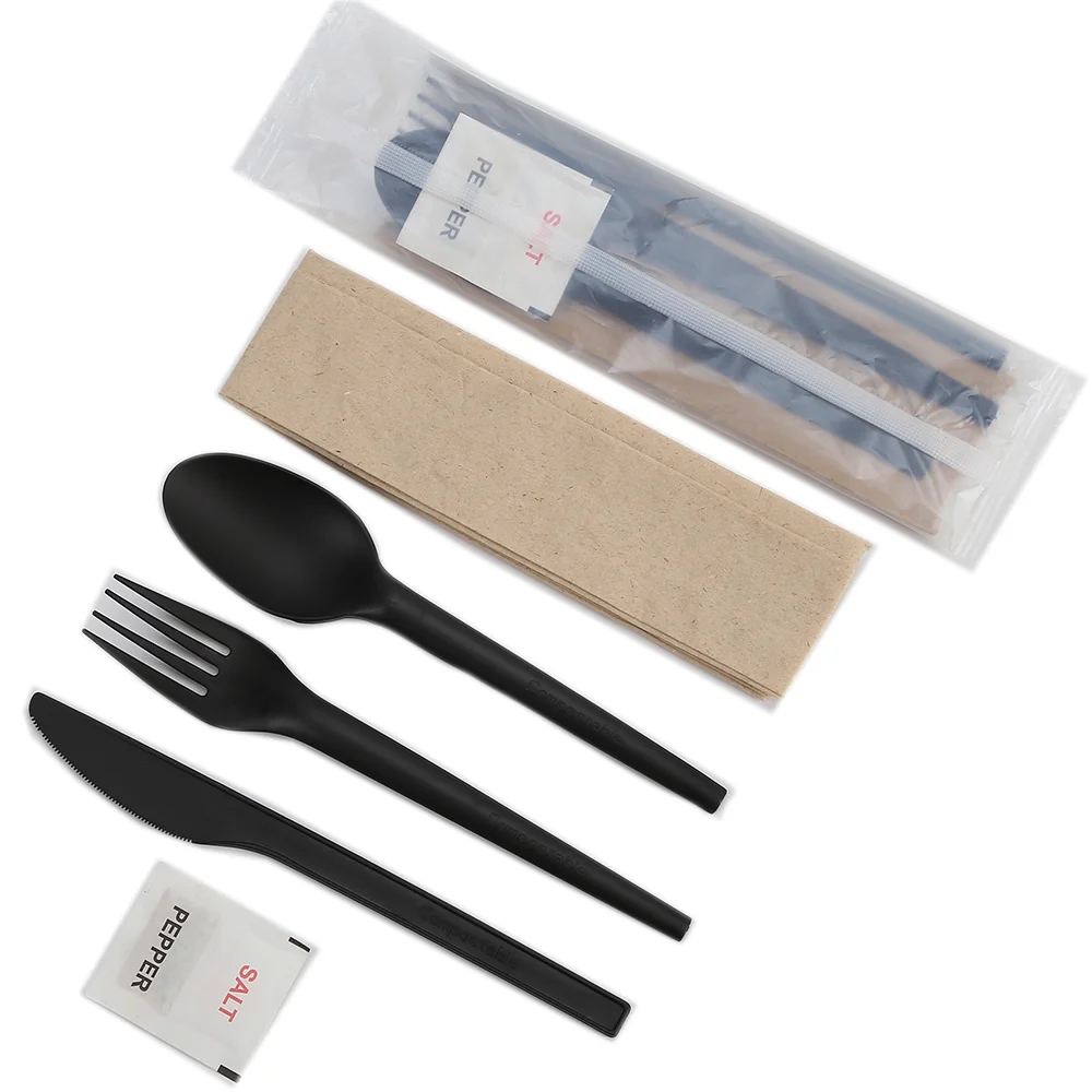 Logo Customized Cornstarch Cutlery Disposable Plastic Knife Fork Spoon Eco Friendly Disposable Cutlery