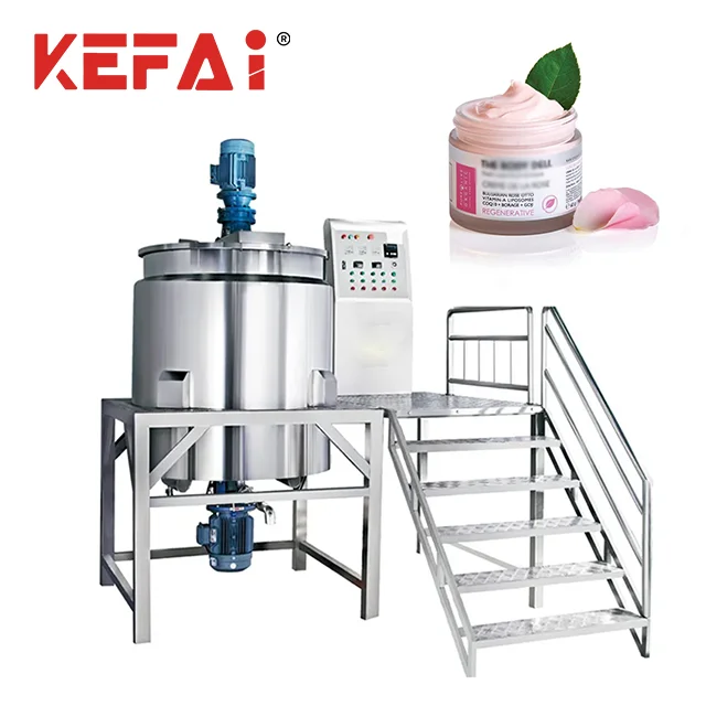 KEFAI Cosmetic Liquid Paste 500L 1000L Electric Heating Mixing System homogenizer Mixer With Agitator Tank For Cosmetic Cream