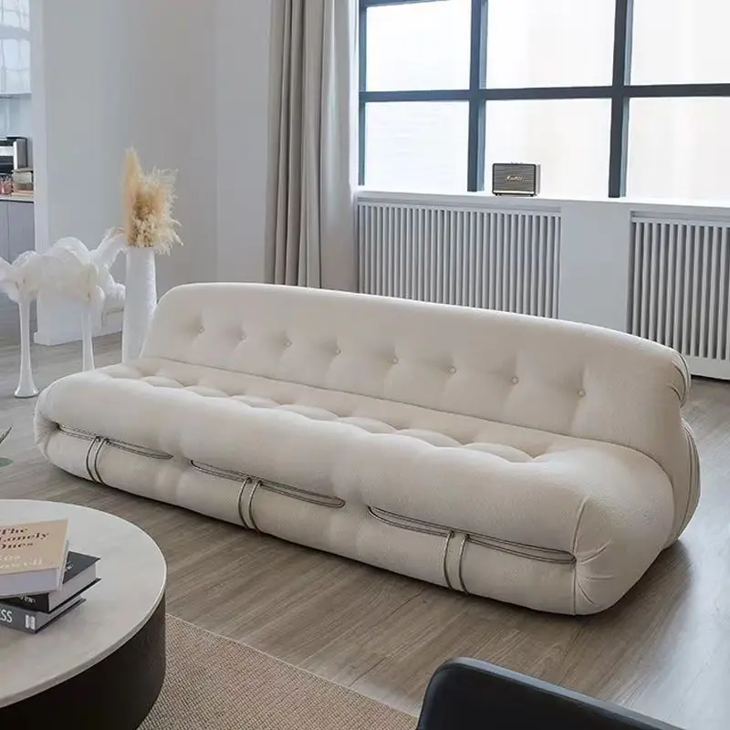 ATUNUS Living Room Nordic Scandinavian 1 Seater Soriana Couch Big Steel Teeth Boucle Fabric Lounge Lazy Single Sofa Chair Set