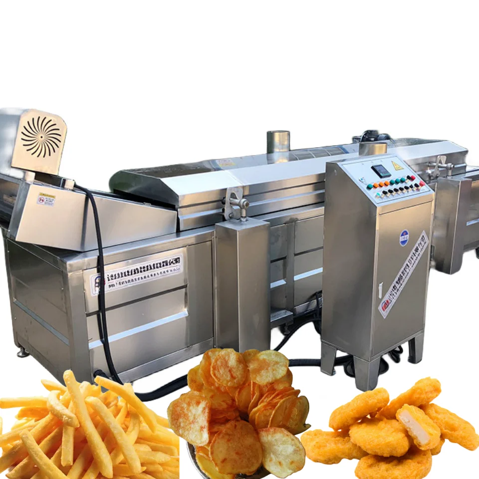 Industrial fried potato fingers frying machine Small continuous conveyor chicken wings frying machine fryer