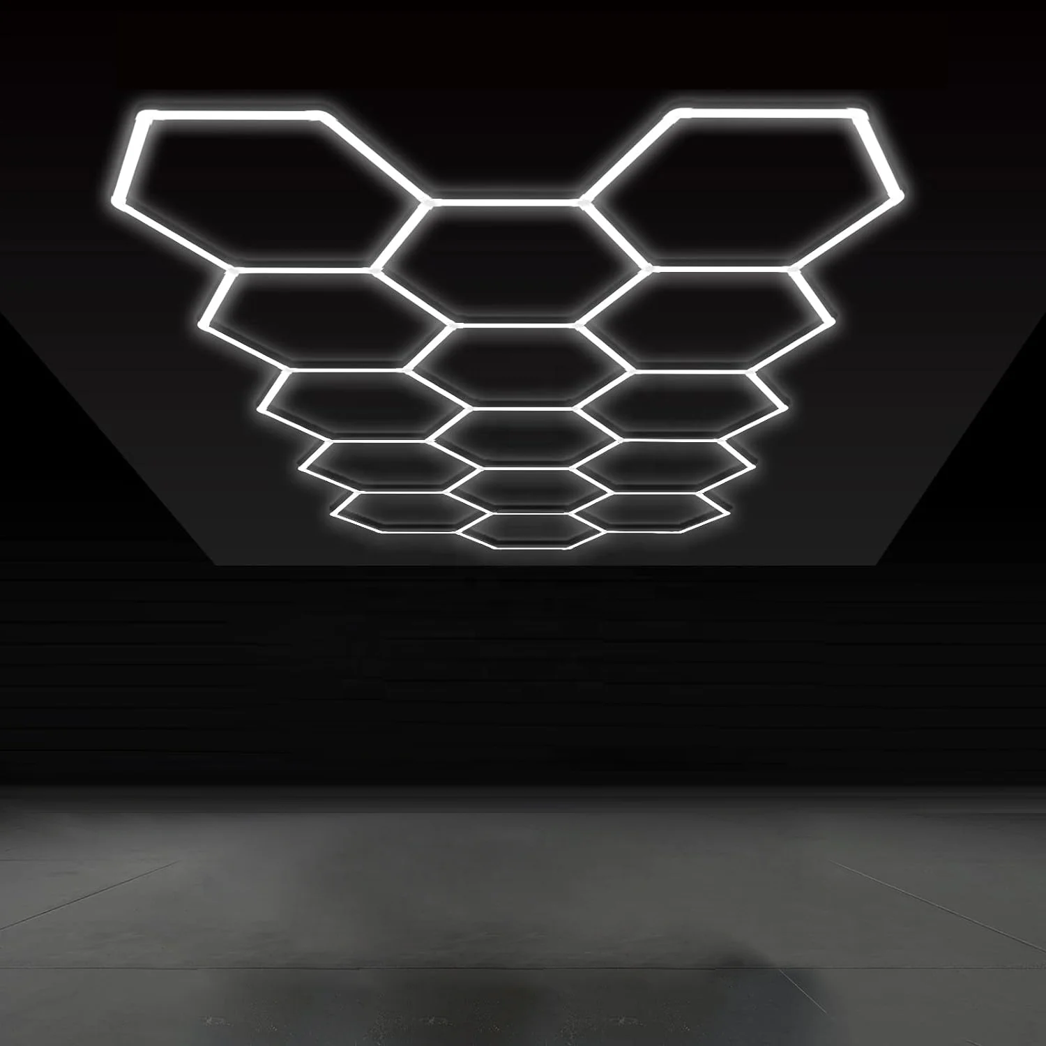 Professional Customized Combination Ceiling Lighting Hexagon Detailing Workshop Ceiling Led Light