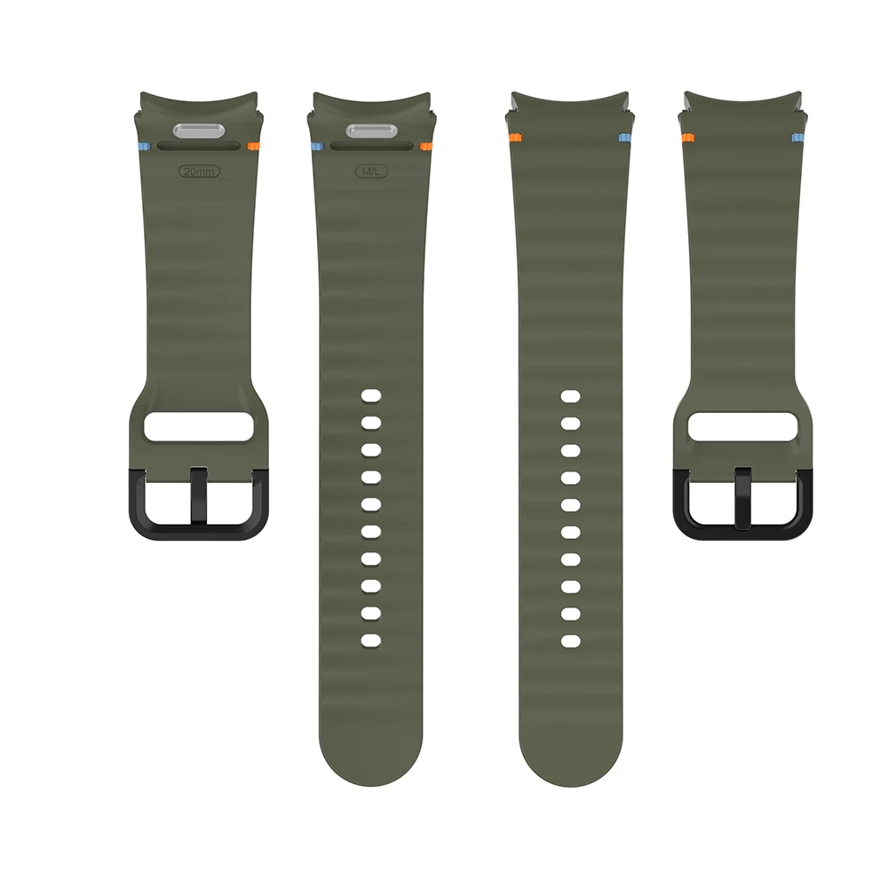 Quick Fit Silicone Wavy pattern Band For Samsung Watch5/6/7 Push button silicone strap For Galaxy Watch5 pro silicone Watchband