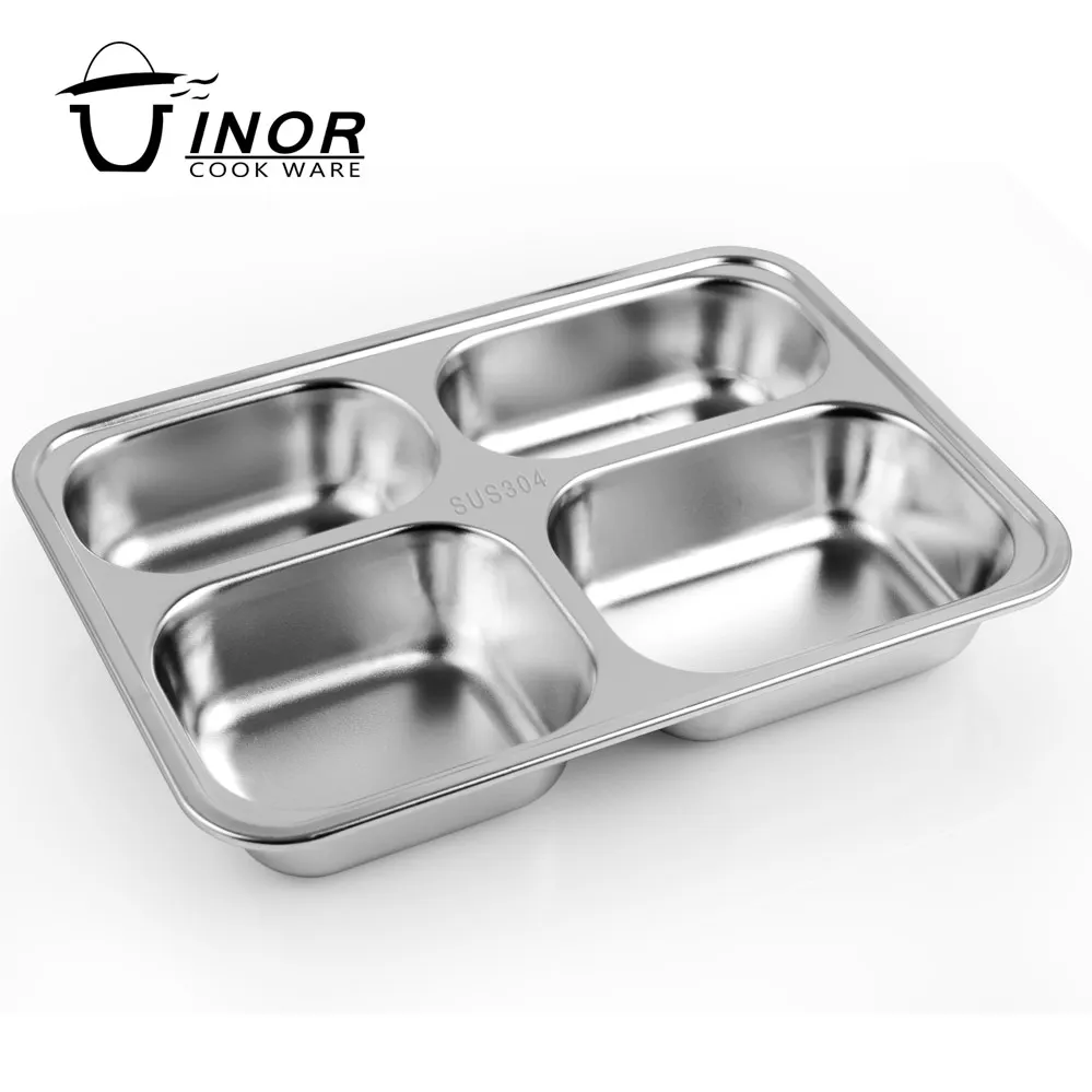 restaurant metal 3 compartment plate divided fast food tray for kids