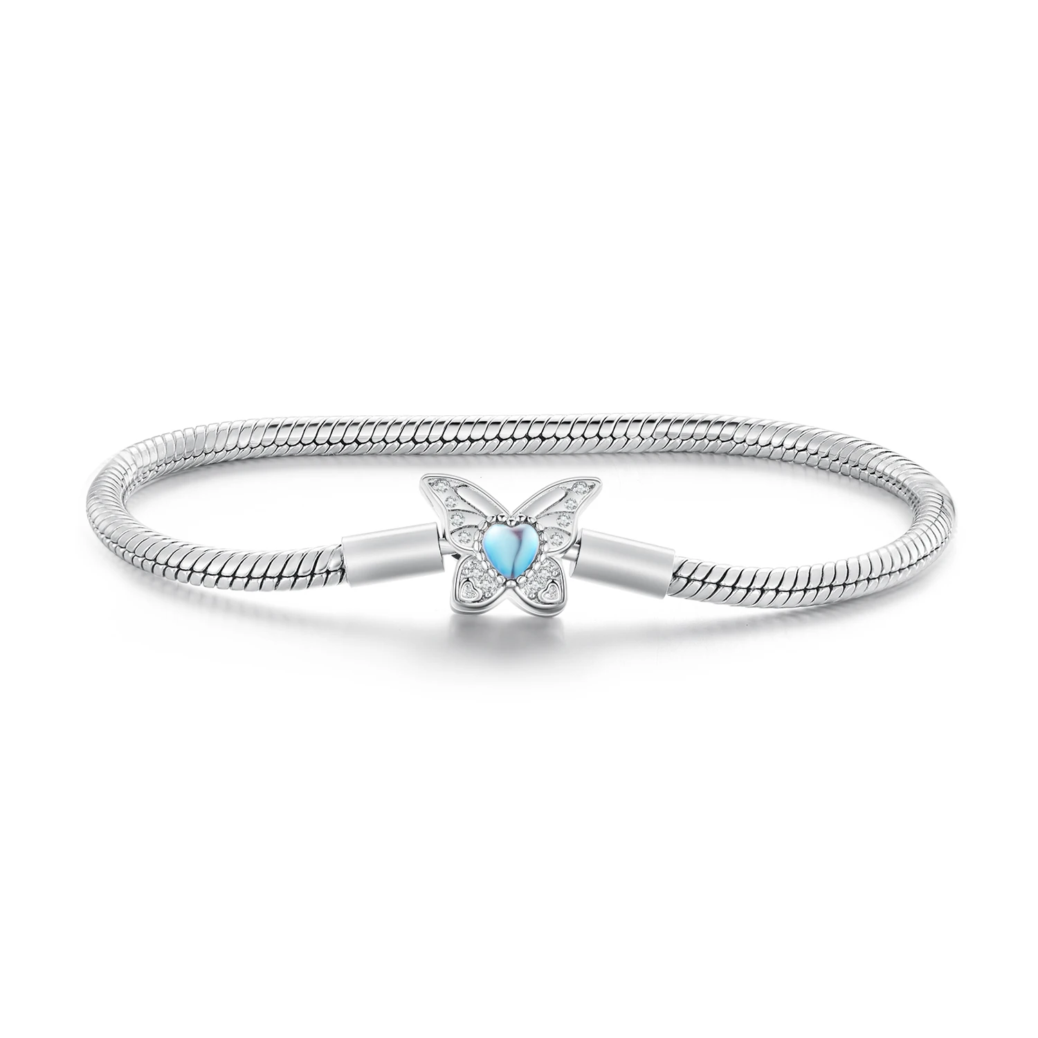 New 925 silver moonstone butterfly basic bracelet exquisite girly snake bone chain bracelet BSB113