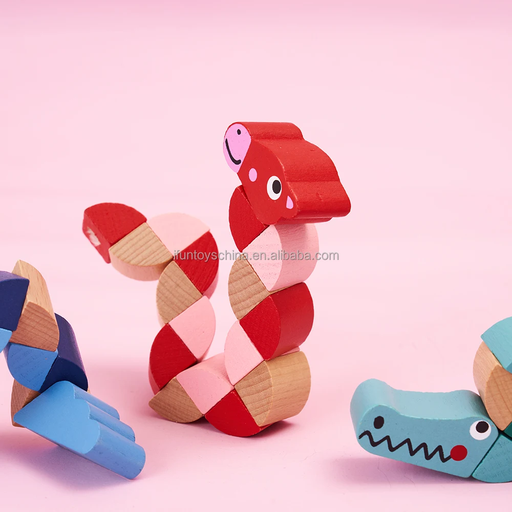 Fun 3 classic wood decompression toy dinosaur Twister exercise finger ability educational toy hand-eye coordination