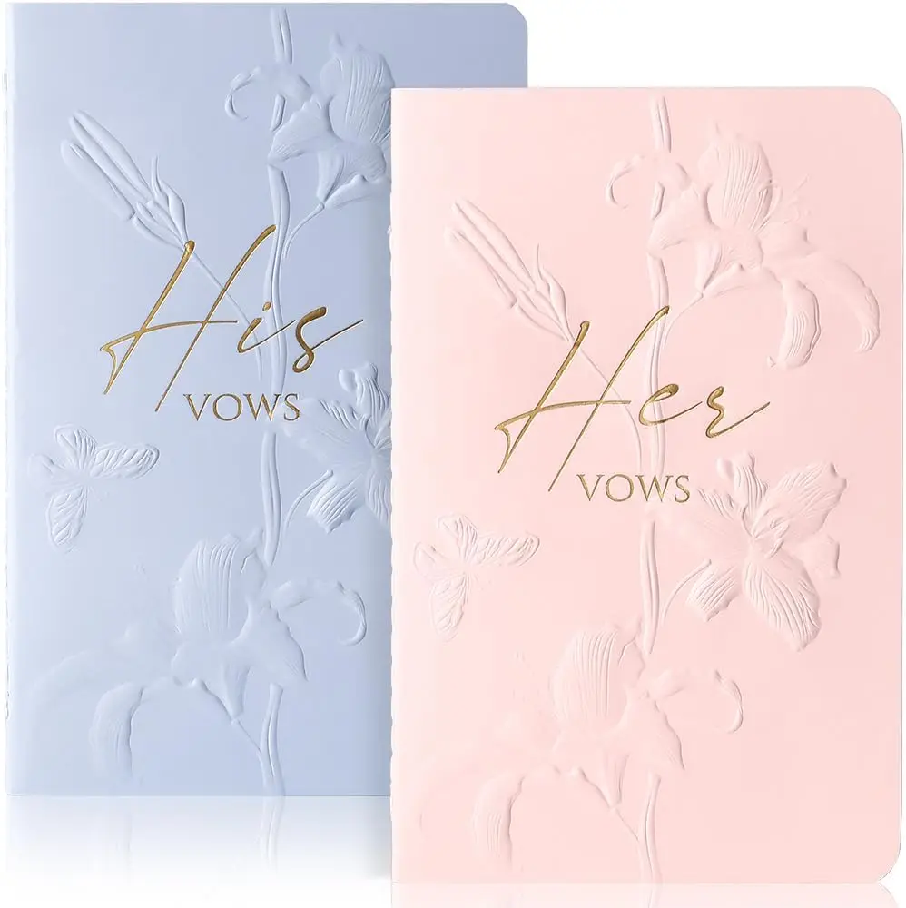 Personalized Wedding Vow Books Wedding Gift for Bride and Groom His and Hers Wedding Notebook with Gilded Font Set of 2