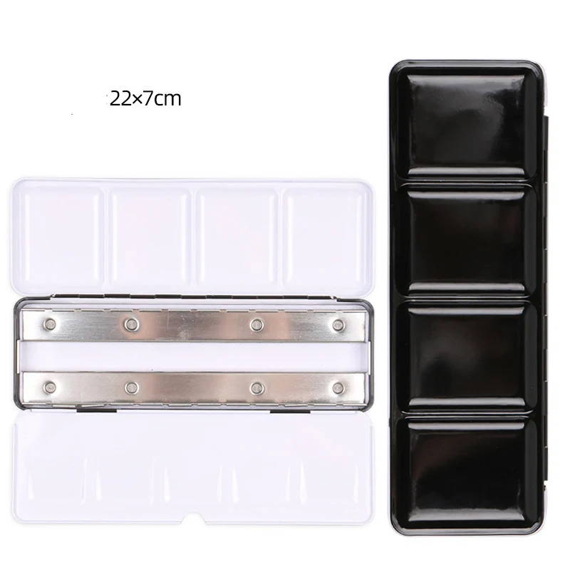 Aritst metal Paint Palette Box 24 Wells for Watercolor, Gouache, Acrylic and Oil Paint with 1 Paint Brush