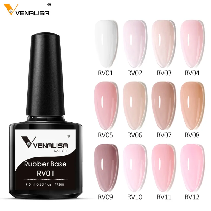 Venalisa 7.5ml Color Rubber Base Coat 2022 Nail Arts Semi Transparent French Nail Camouflage Soak off UV/LED Nail Gel Varnish