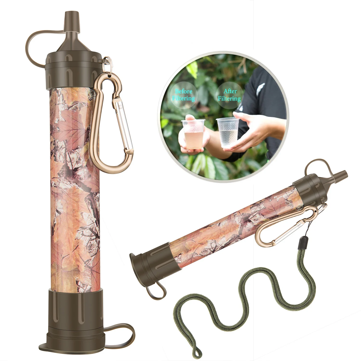 Camping Hiking Portable Sterilization Water Purifier Straw Emergency Personal Water Filter Straw Outdoor Water Purification