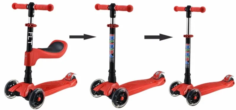 Toddlers Light Weight 3 Wheel Lean to Steer  2 in 1 Kick Scooter With Adjustable T-Bar
