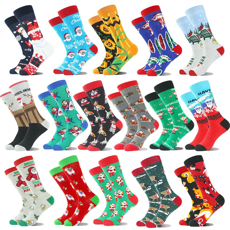 2023 New Custom Christmas Socks Women Autumn Winter Fashion Socks Mid Tube Man Christmas Socks