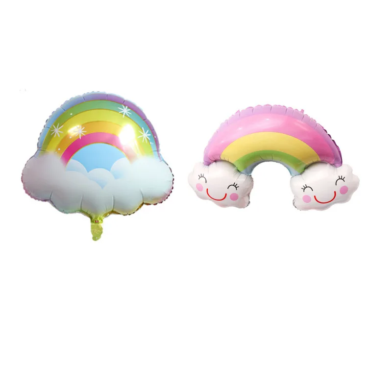New Giant Weather Smiling Face White Smile Rainbow Foil Balloons Birthday Party Decoration Celebration Scene Decoration Air Ball