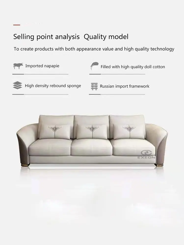 Postmodern light luxury leather sofa modern minimalist combination luxury living room leather furniture sofa