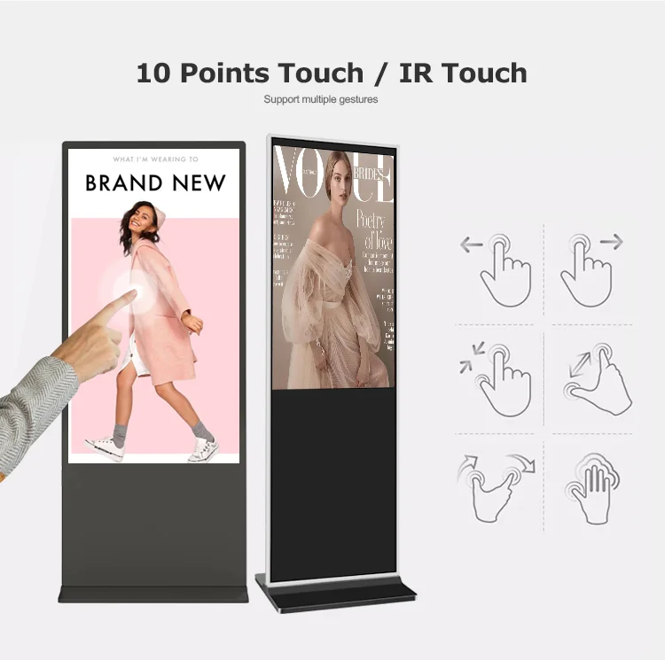 Floor Standing Vertical Interactive Digital Signage Totem LCD TV Touch Screens Kiosk Advertising Display for advertising