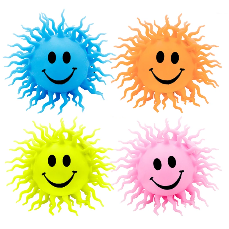 Wholesale custom 5inch puffer stress ball squishy Smile face light ball toy
