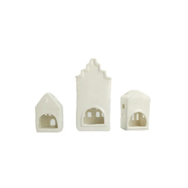 Porcelain candle holder Christmas village house