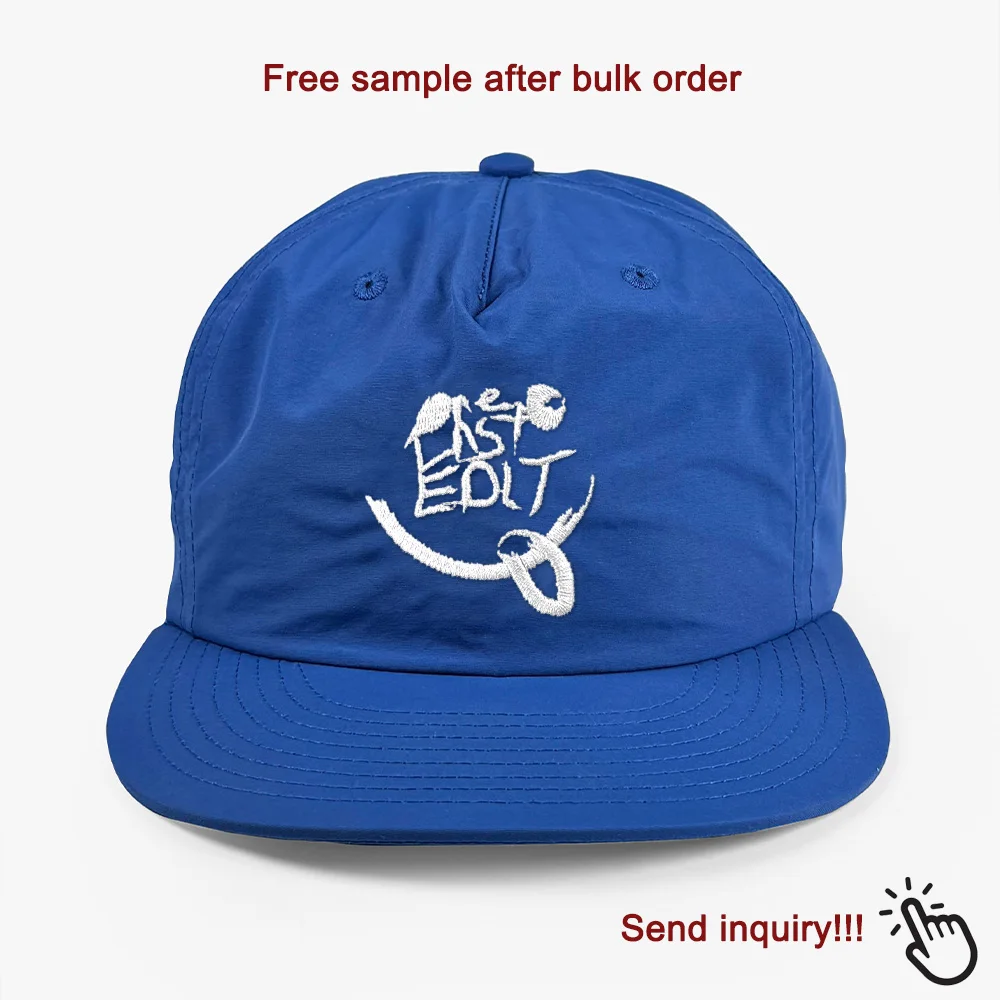 sport soft waterproof quick dry snap back custom embroidered logo 5 panel ripstop baseball cap snapback nylon fabric cap for men