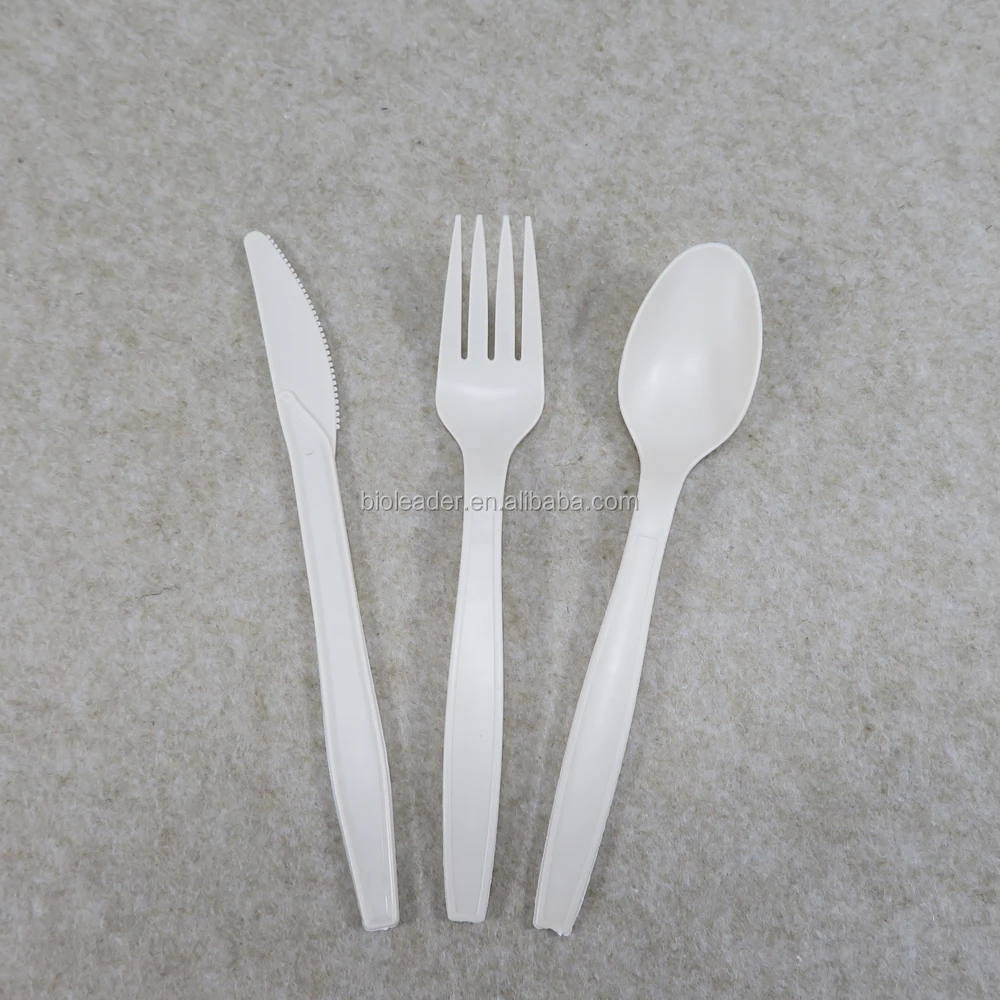 Cornstarch Material cutlery set 100% Biodegradable knife fork and spoon  for dinner
