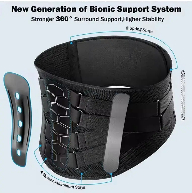 Adjustable Lower Back Pain Relief  Back Brace Pulley System Lumbar Support Protection Belt Pad Breathable 3D Knit Waist Support