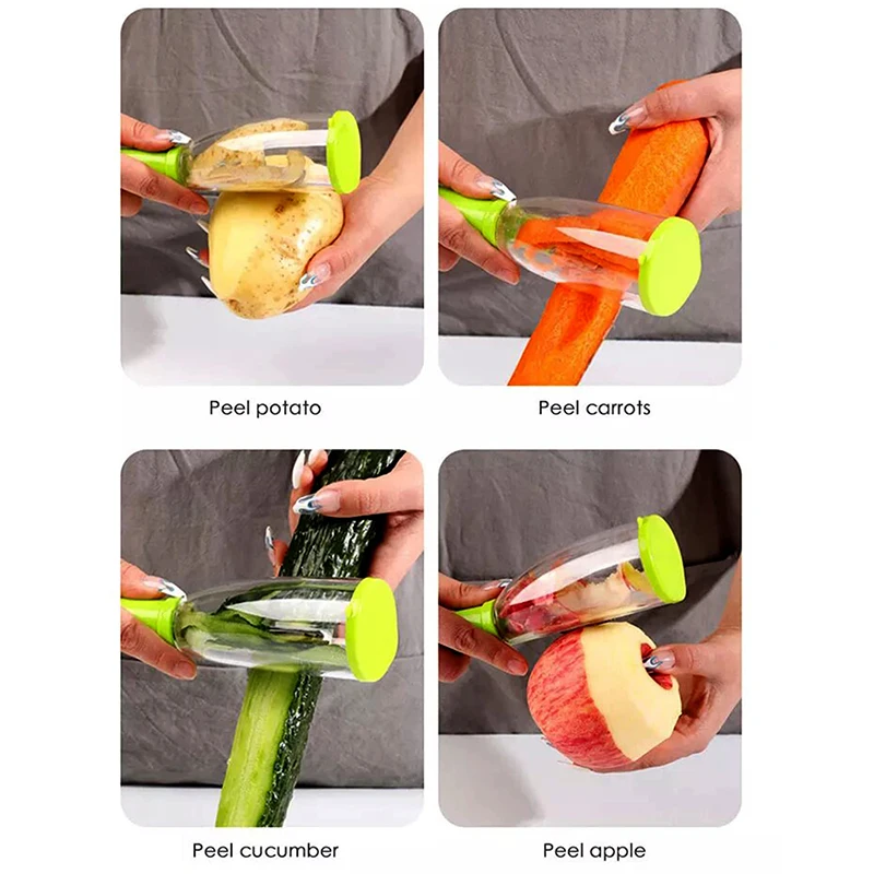 kitchen gadgets Multi-functional Storage Type vegetables peeler with storage cup