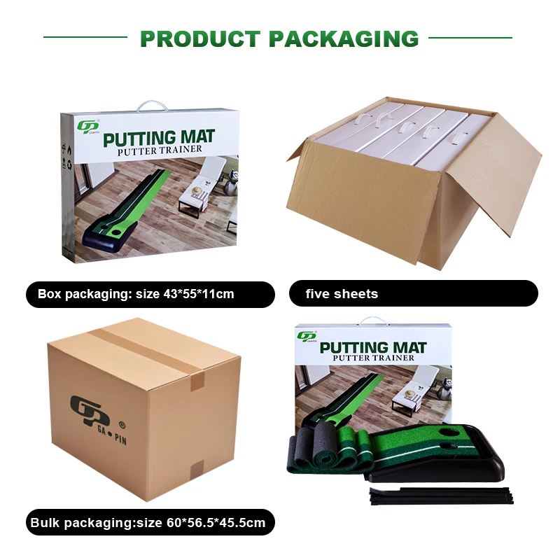 High Quality Wholesale Custom Logo ABS Golf Putting Trainer Golf Practice Mat with Auto Ball Return Function for Mini Game