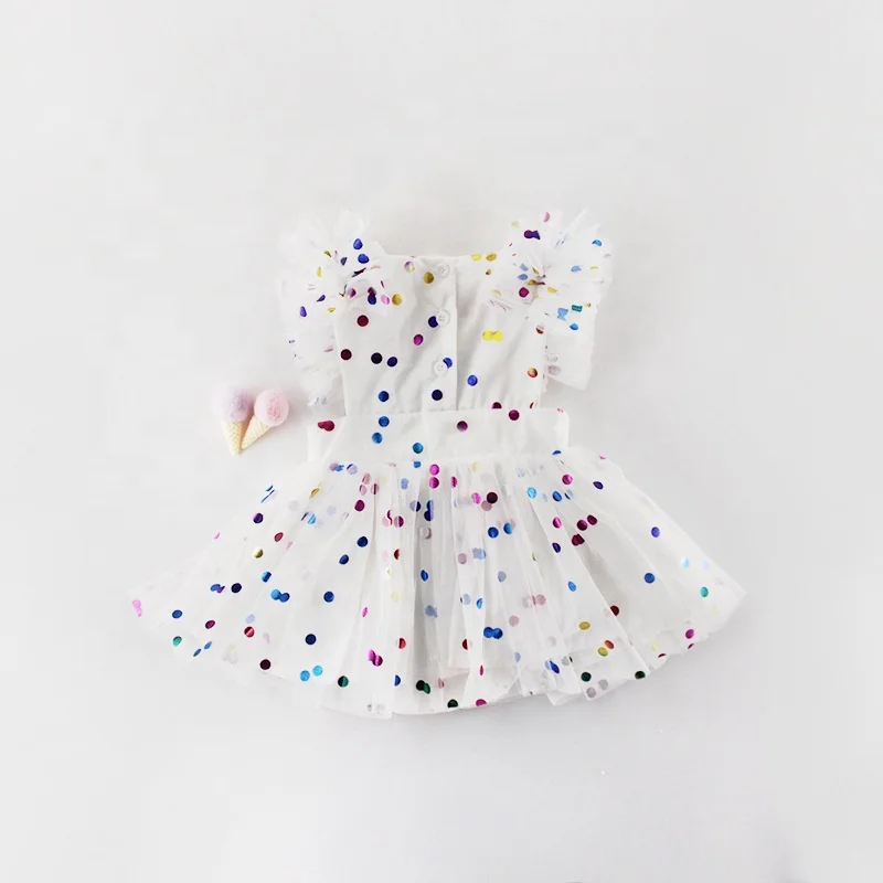 Posh Wholesale Boutique Baby Party Clothes Sequin Lace Chiffon TuTu Button Girl Dress  For 2-6 Years Made In China