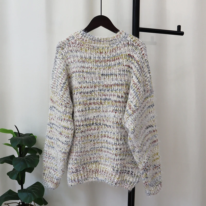 New Design Vintage Loose Knit Womens Sweater Fashion Casual Lazy Wind Knit Sweater For Woman