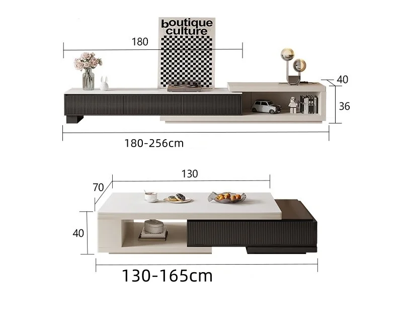 Nordic TV Stand Modern  Rectangle Coffee Table And TV Unit Cabinet Combination  Modern TV Table Set