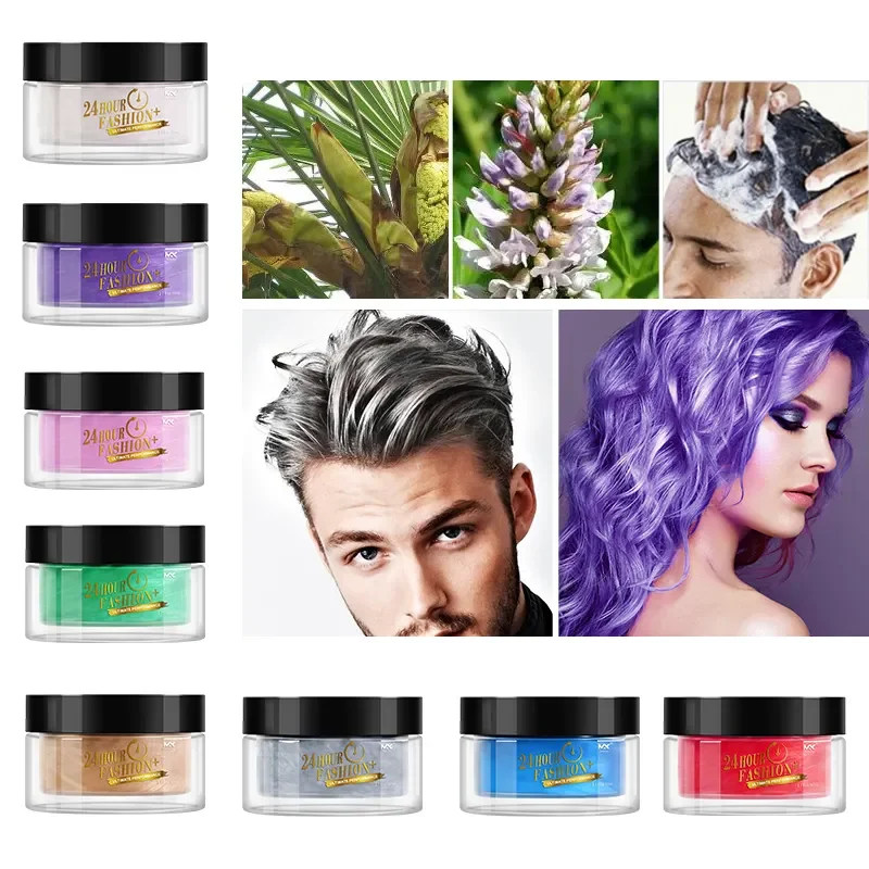 2023 Wholesale Custom Logo Colors Temporary Modeling Hair Wax DIY Mud Hair Dye Cream Washable Hair Color Wax For Daily & Party
